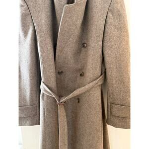 Vintage Brown Wool Coat Belted Long Minimalist USA Made Coat ✨